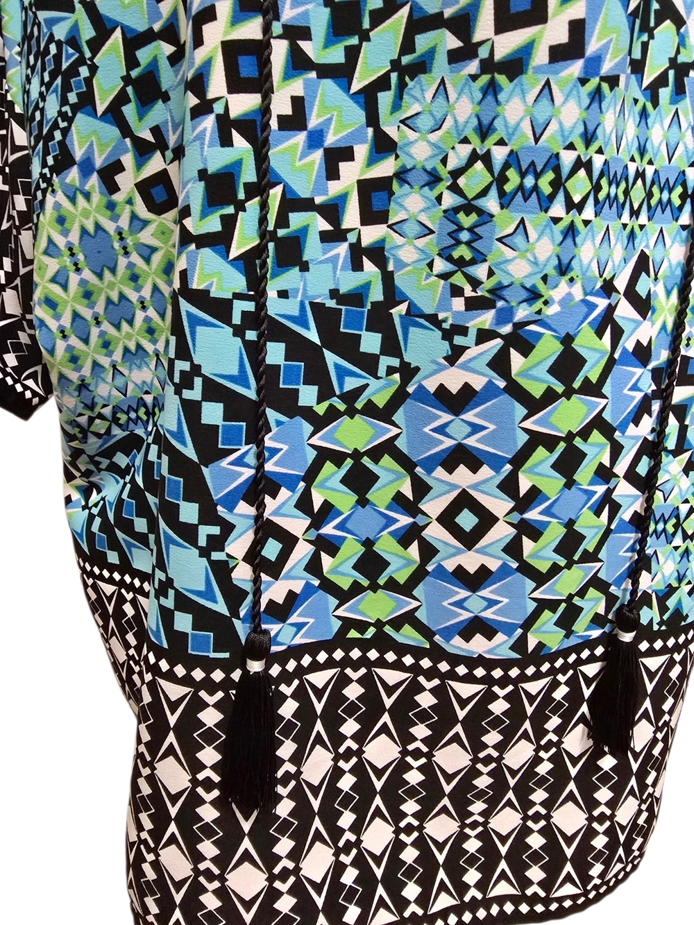 Ruby Rd Blue Geometric V-Neck - Picture 3 of 6
